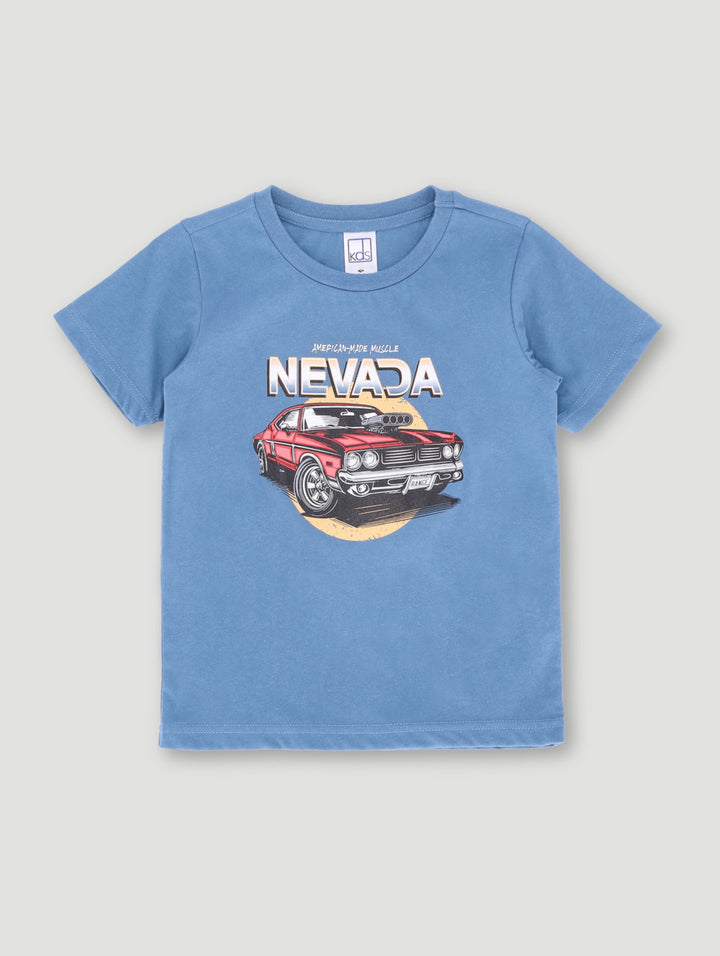Pre- Boys Short Sleeve Muscle Car Tee - Mid Blue