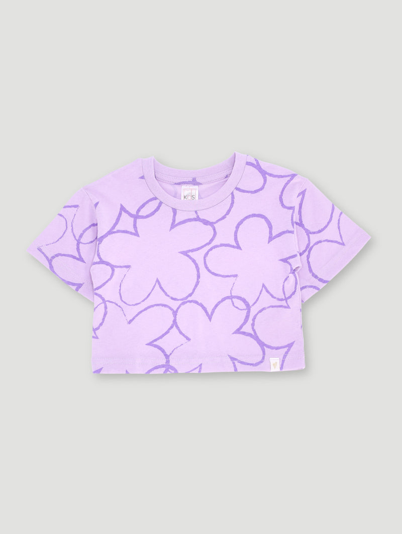 Pre-Girls Oversized Floral Print Top - Lilac