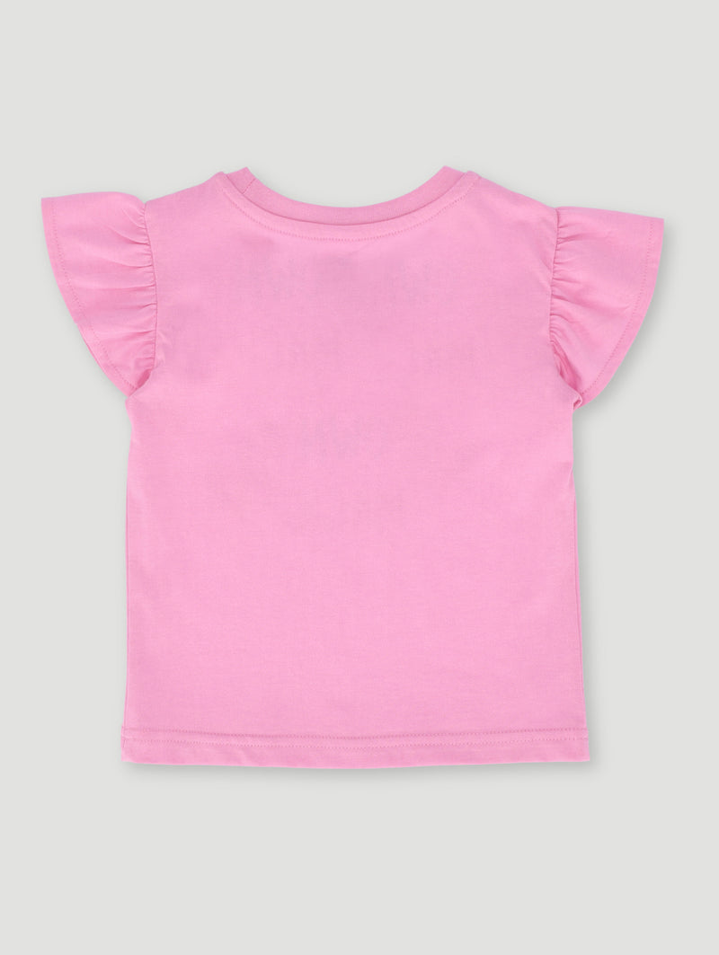 Pre-Girls Frill Sleeve Unicorn Tee - Pink
