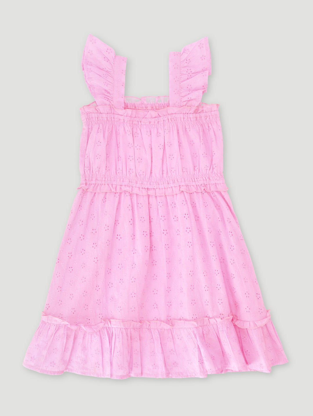 Pre-Girls Anglaise Strappy Frill Dress - Pink