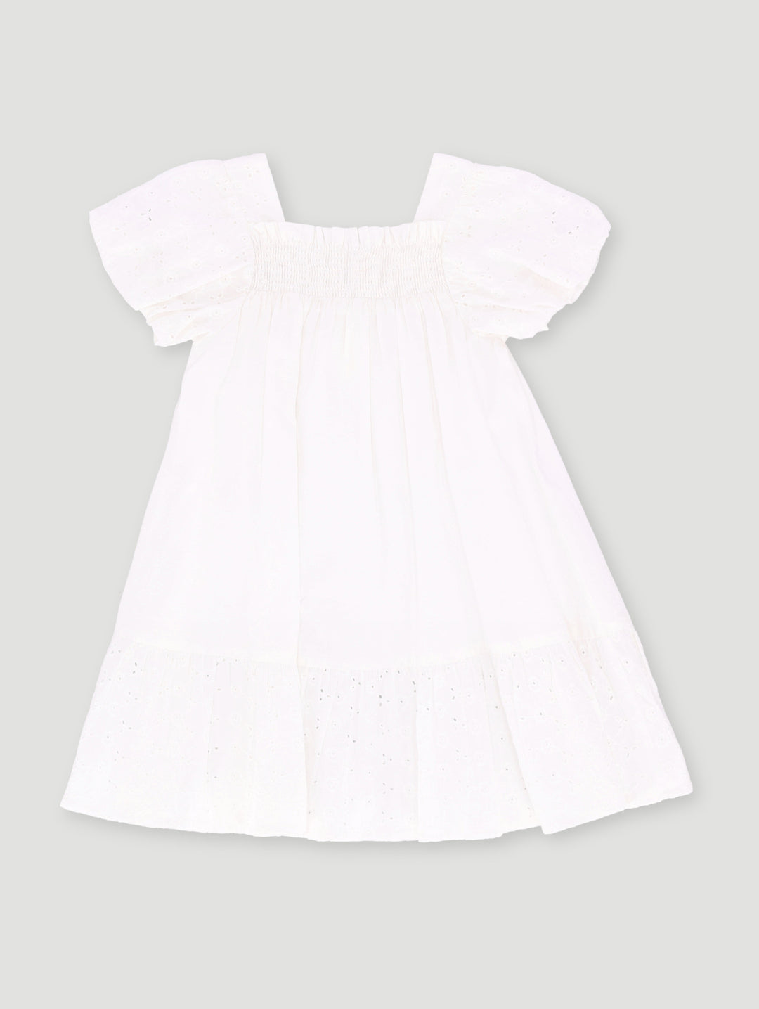 Pre- Girls White Puff Dress - White