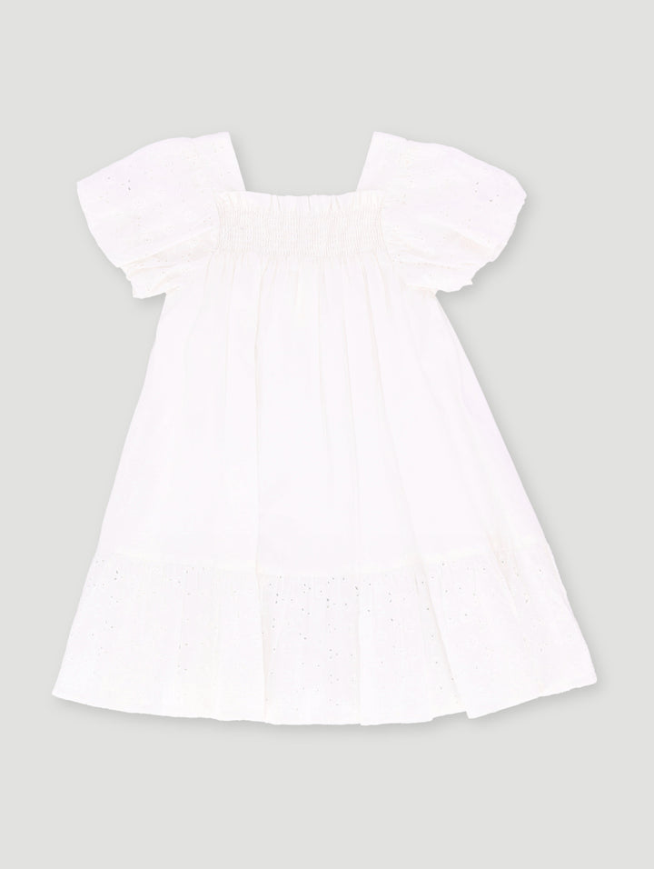Pre- Girls White Puff Dress - White