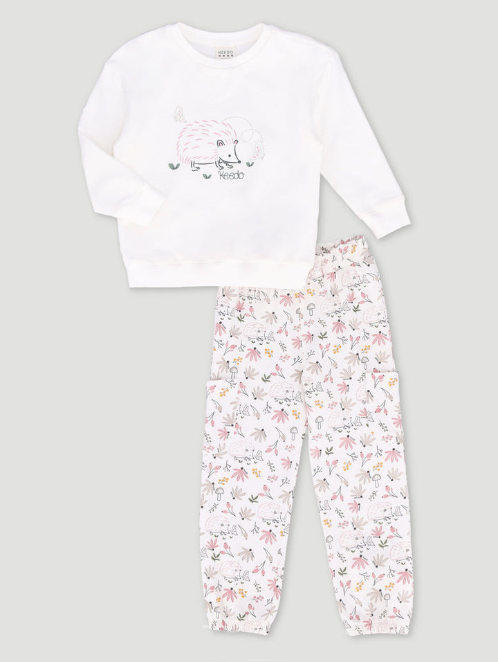 Girls Hedgehogprint Fleece Set