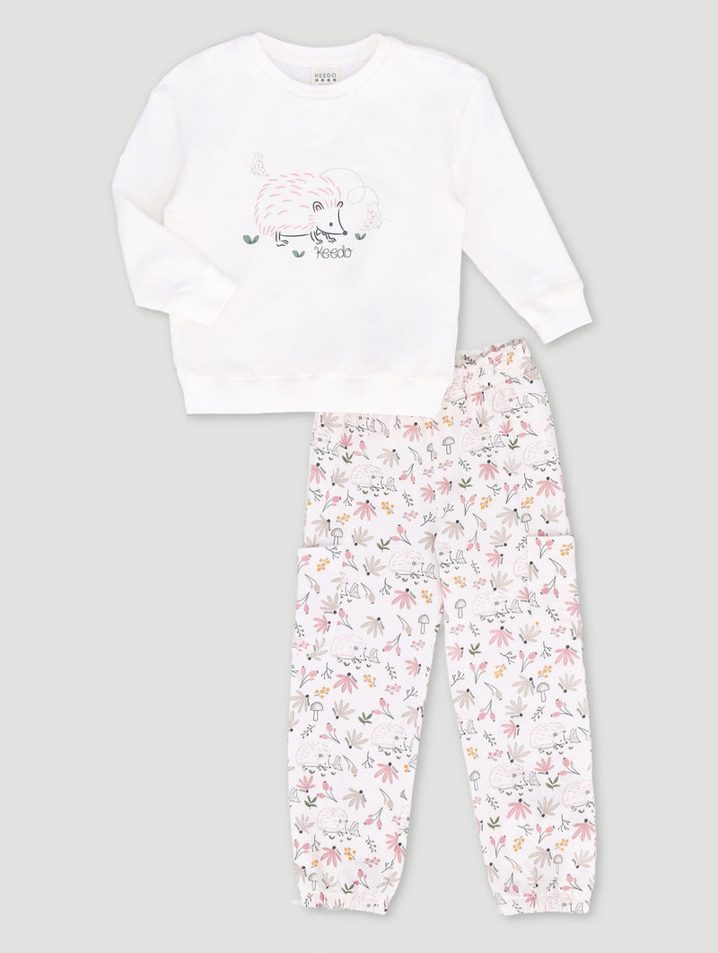 Girls Hedgehogprint Fleece Set