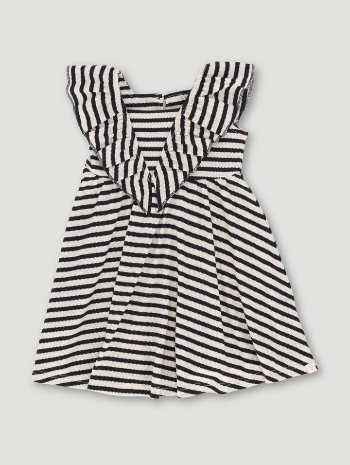 Pre Girls Textured Stripe Dress - Black/White