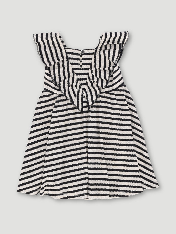 Pre Girls Textured Stripe Dress - Black/White