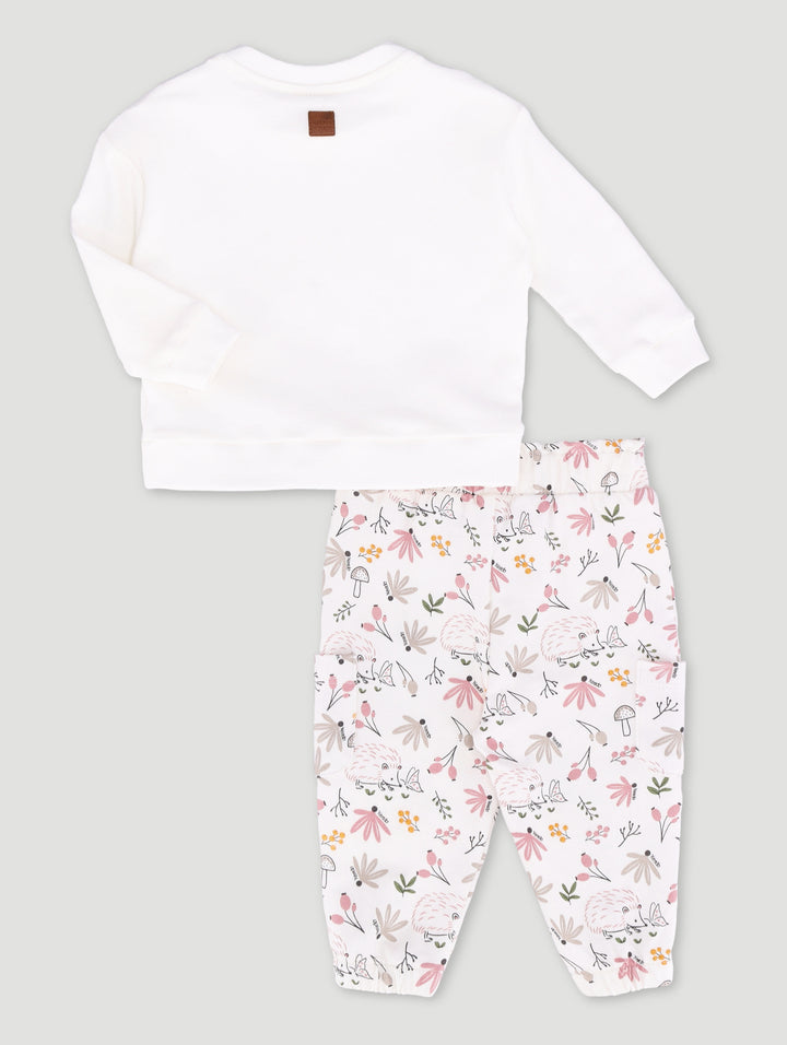 Keedo Baby Girls Hedgehogprint Fleece Set - Cream
