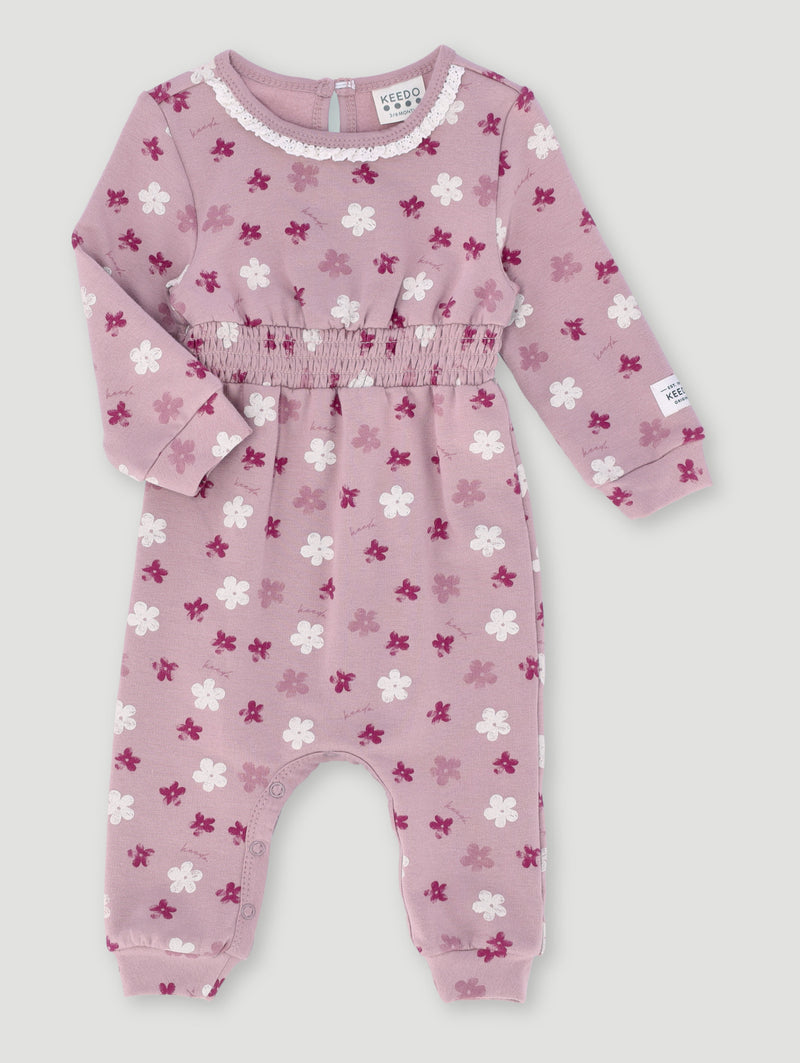 Keedo Baby Girls Fleece Monofloral Grow - Mauve