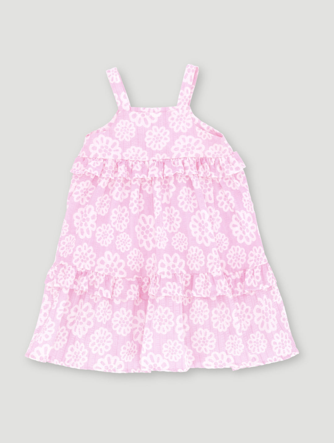 Pre-Girls Strappy Tiered Seersucker Dress - Pink