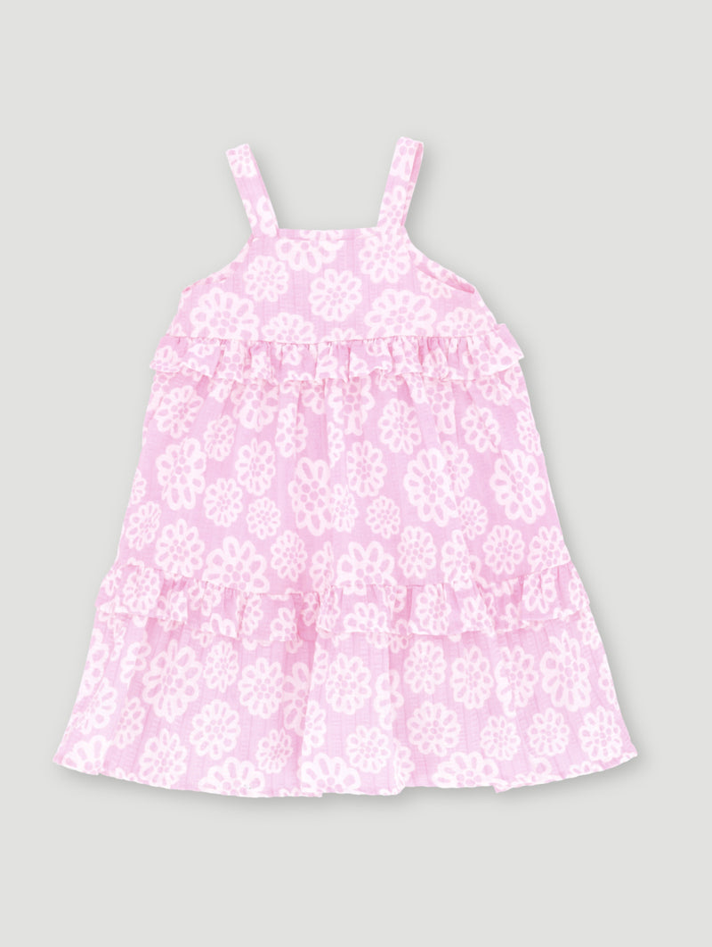 Pre-Girls Strappy Tiered Seersucker Dress - Pink