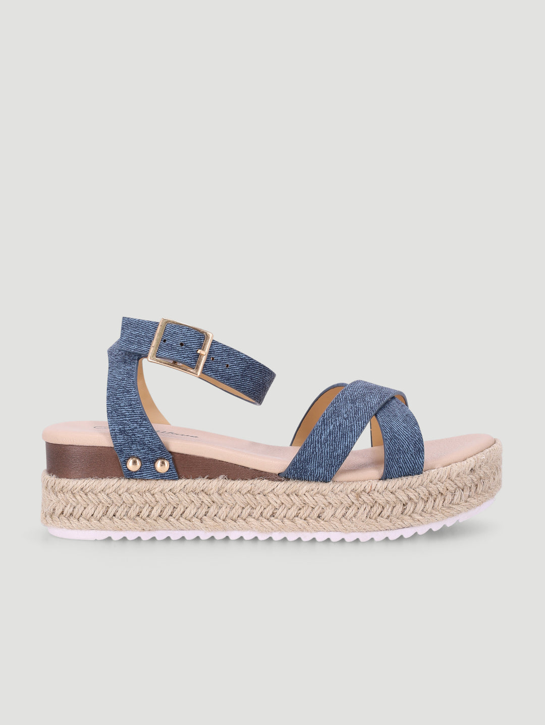 Girls Crossover Wedge Sandal - Denim