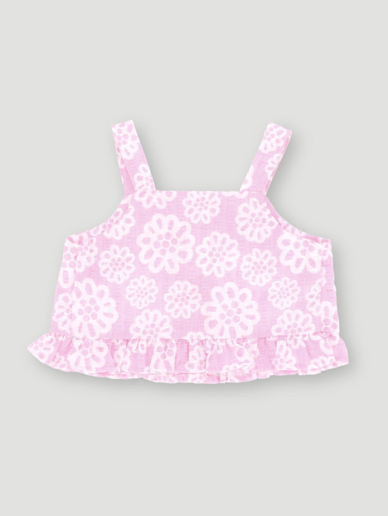 Pre-Girls Seersucker Strappy Blouse - Pink