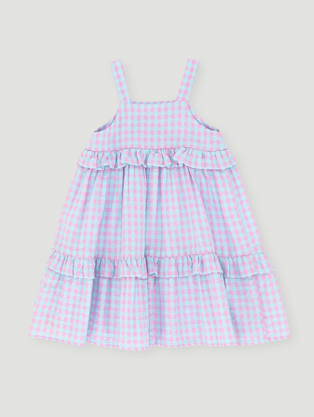 Pre Girls Strappy Seersucker Tie Dress - Blue