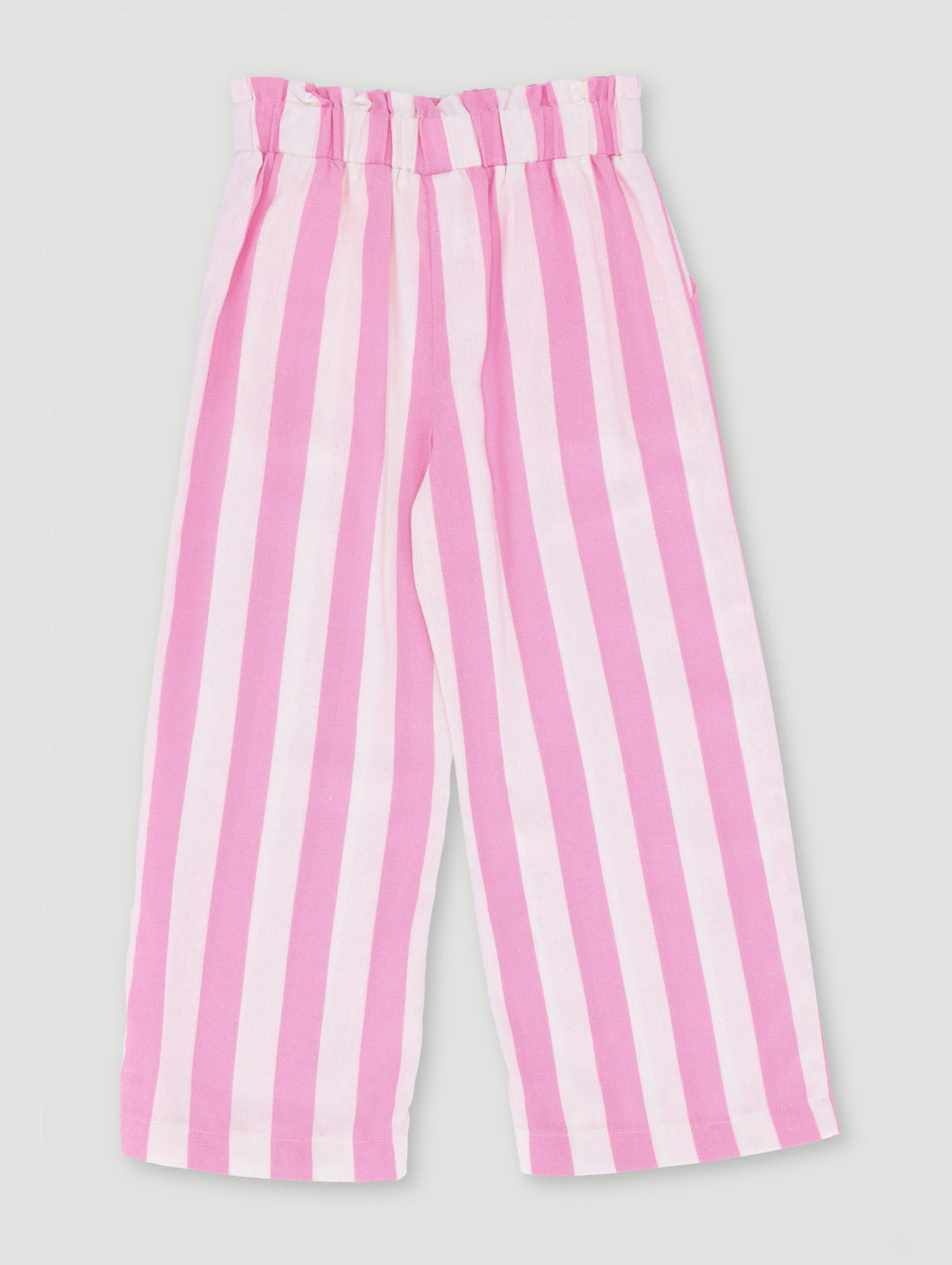 Pre-Girls Paper Bag Stripe Linen Pant - Pink
