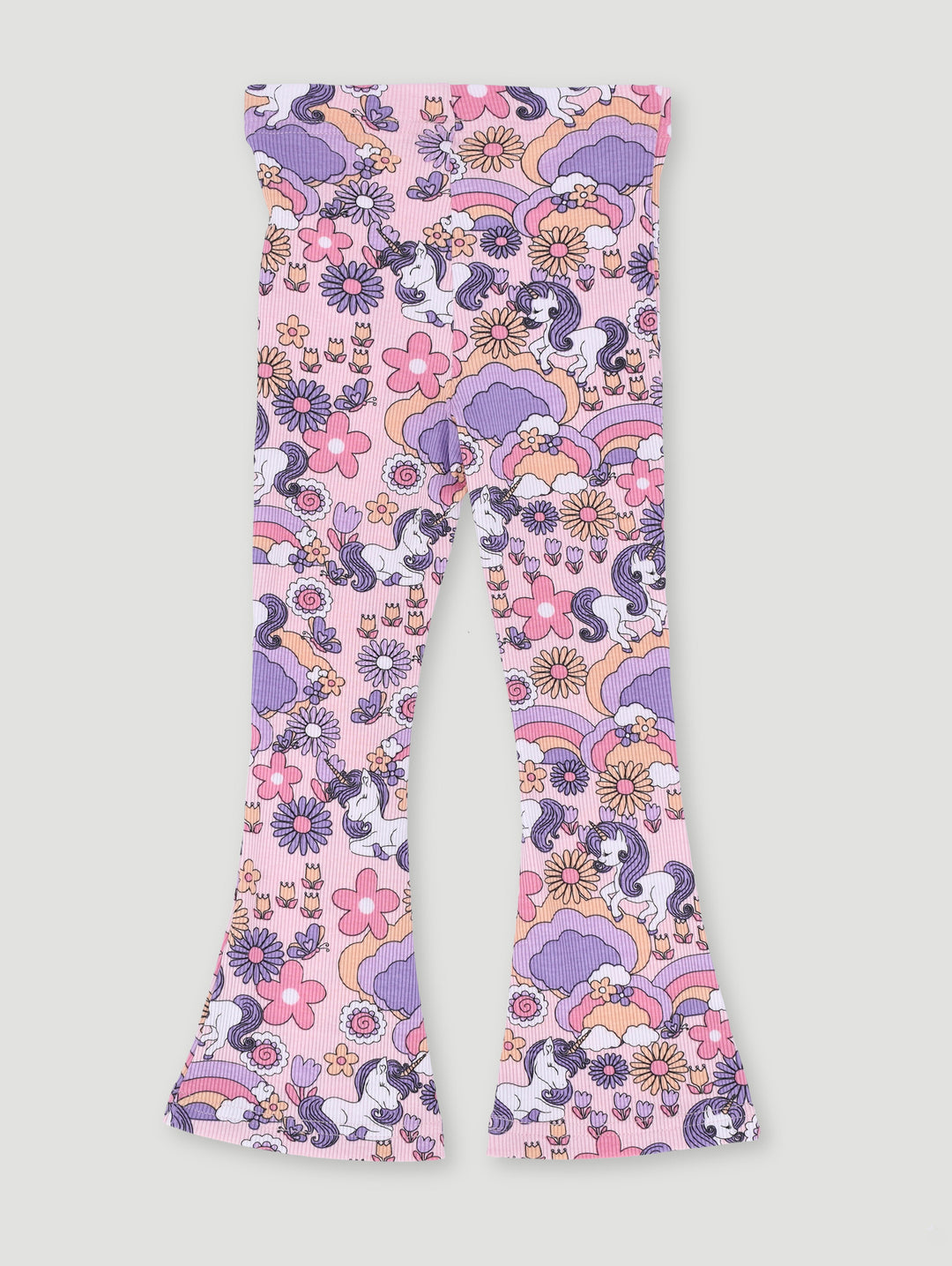 Pre-Girls Flare Leg Rib Pant - Peach/Lilac