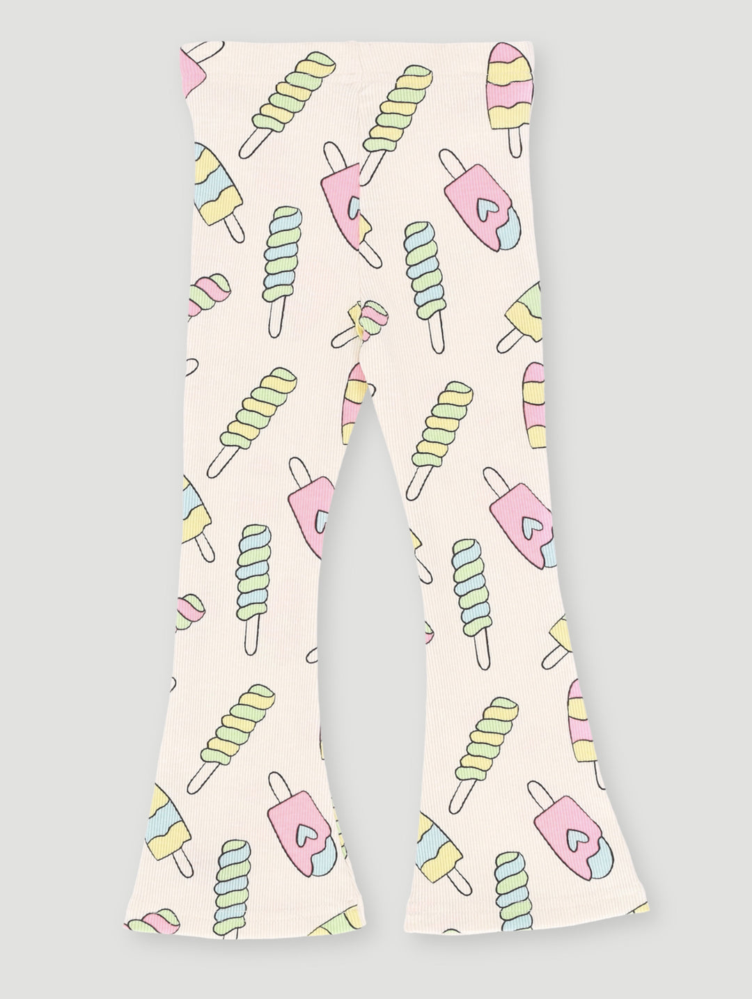 Pre- Girls Ice Cream Printed Flare Leg Pants - Off White