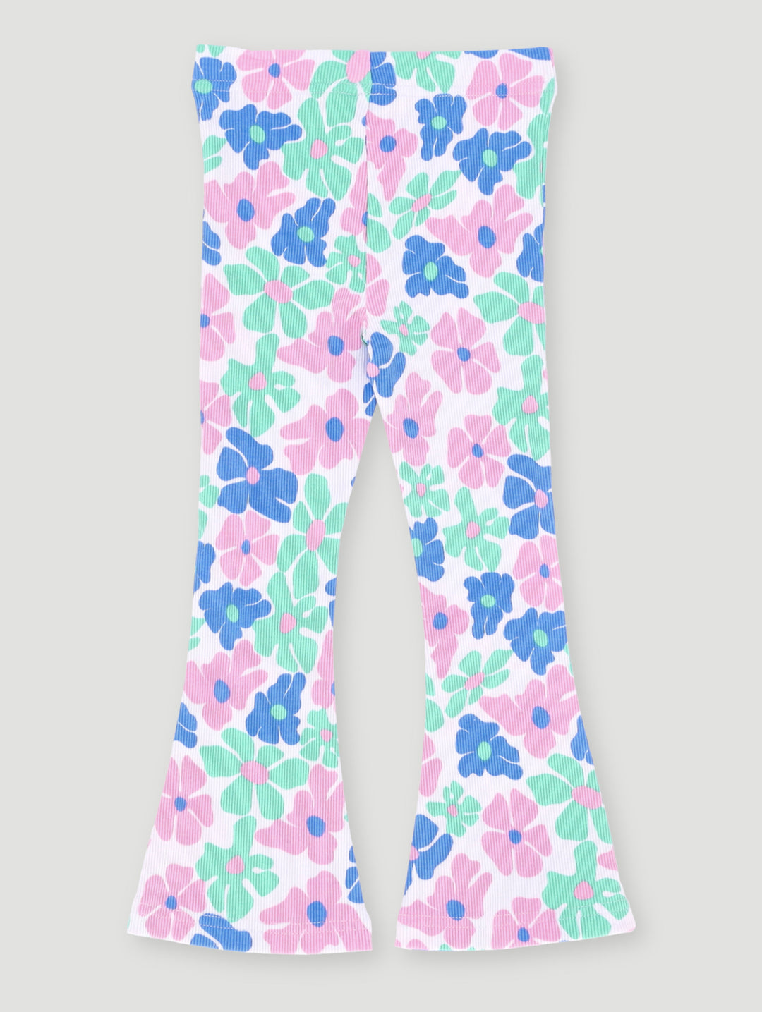Pre- Girls Floral Printed Flare Leg Pants - White