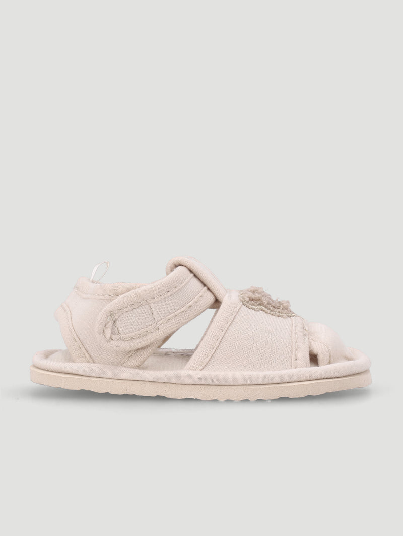 Baby Boys Bear Open Toe Slipper - Stone