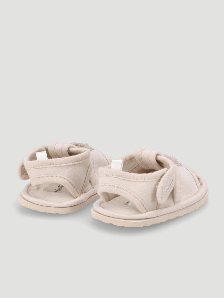 Baby Boys Bear Open Toe Slipper - Stone