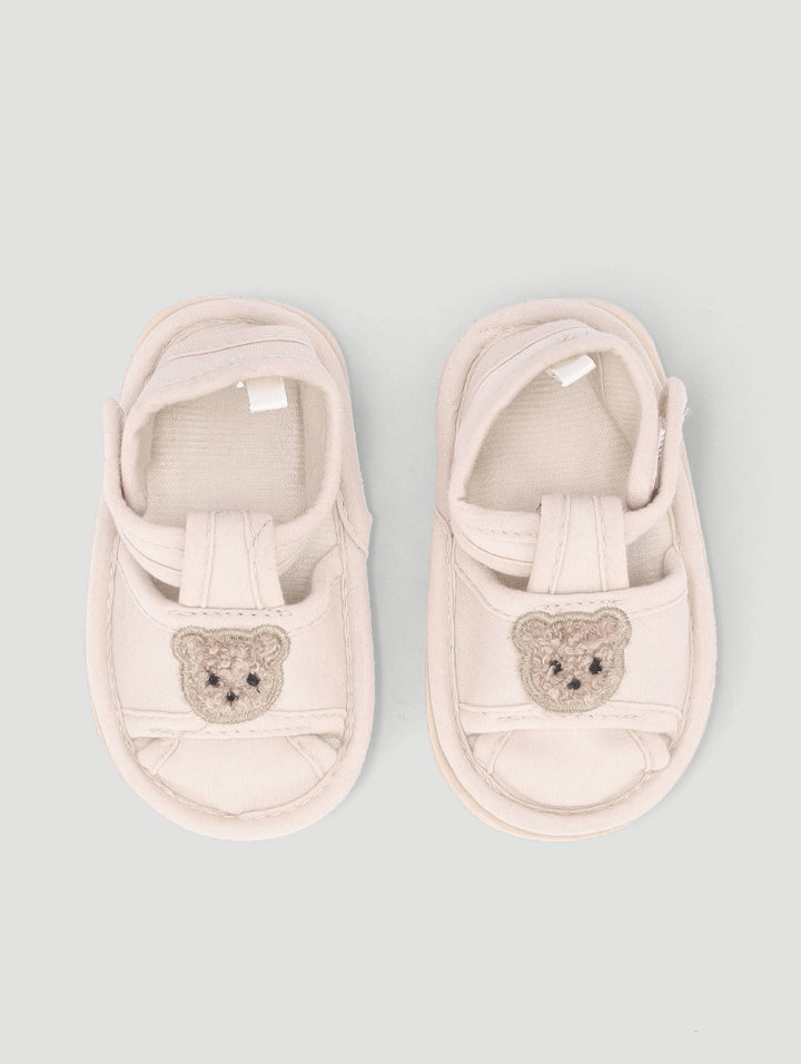 Baby Boys Bear Open Toe Slipper - Stone