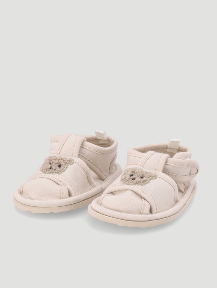 Baby Boys Bear Open Toe Slipper - Stone