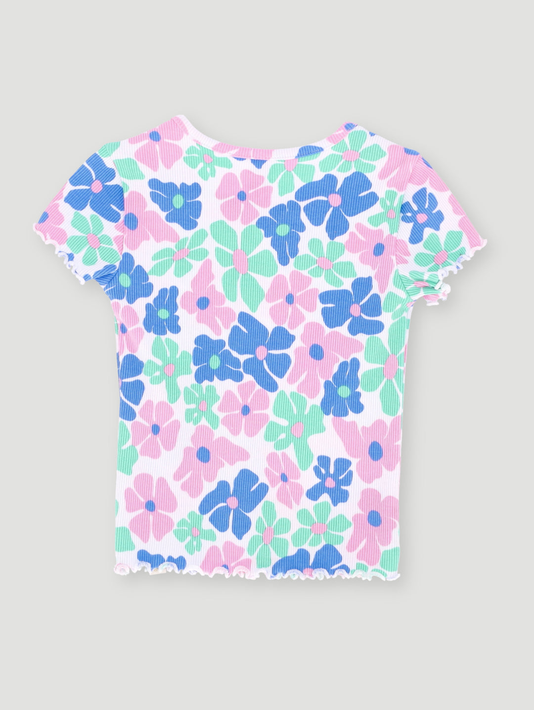 Pre- Girls Cut Out Embroidery Rib Top - White