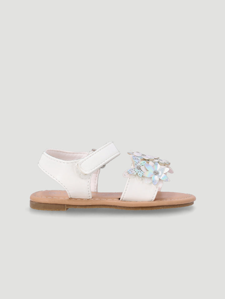 Baby Girls Diamante Detail Daisy Sandal - White