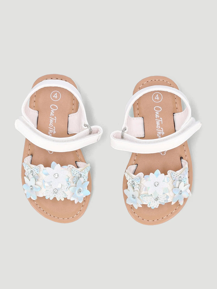 Baby Girls Diamante Detail Daisy Sandal - White