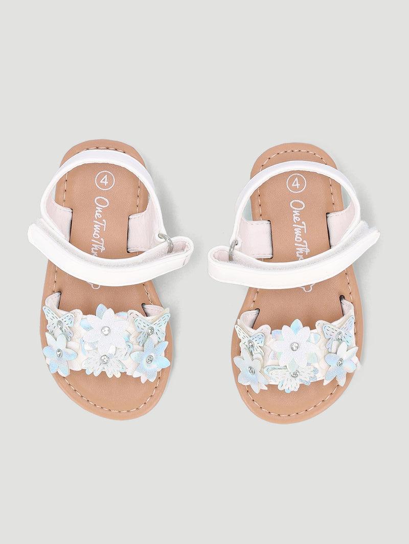 Baby Girls Diamante Detail Daisy Sandal - White