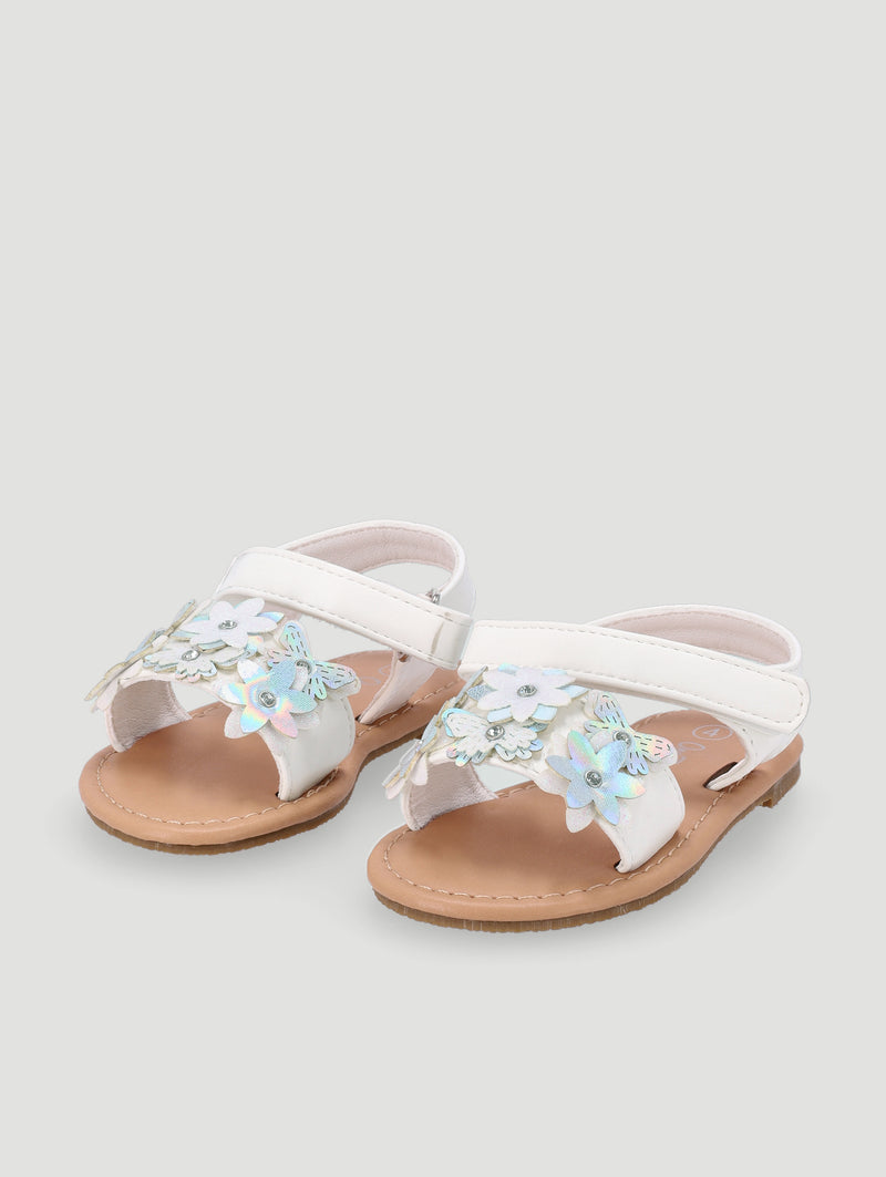 Baby Girls Diamante Detail Daisy Sandal - White