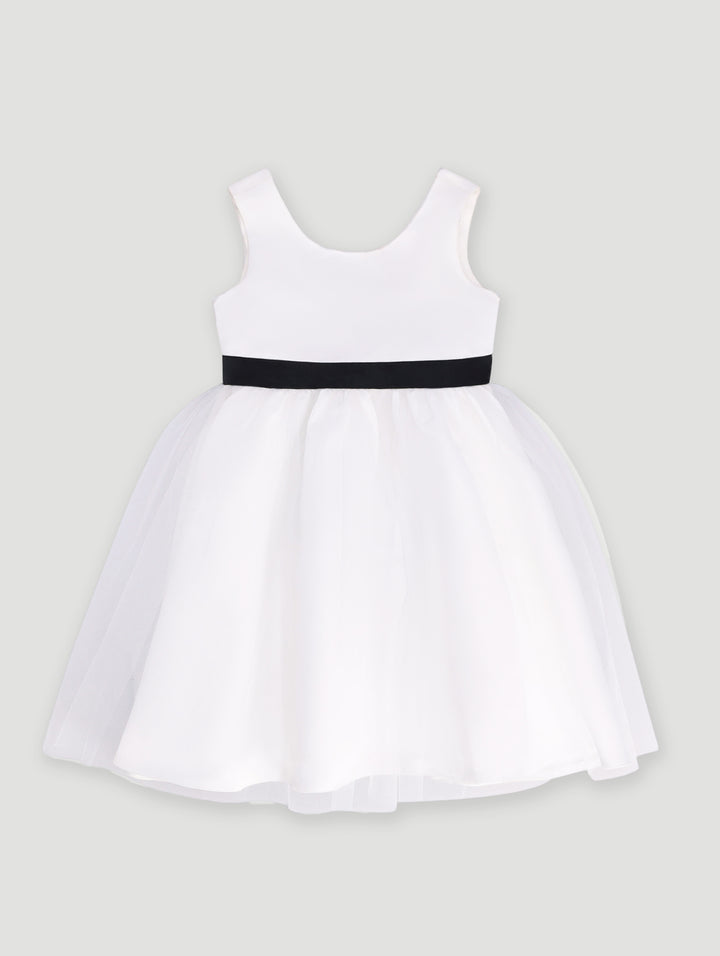Pre- Girls Satin Graduation Dress - White