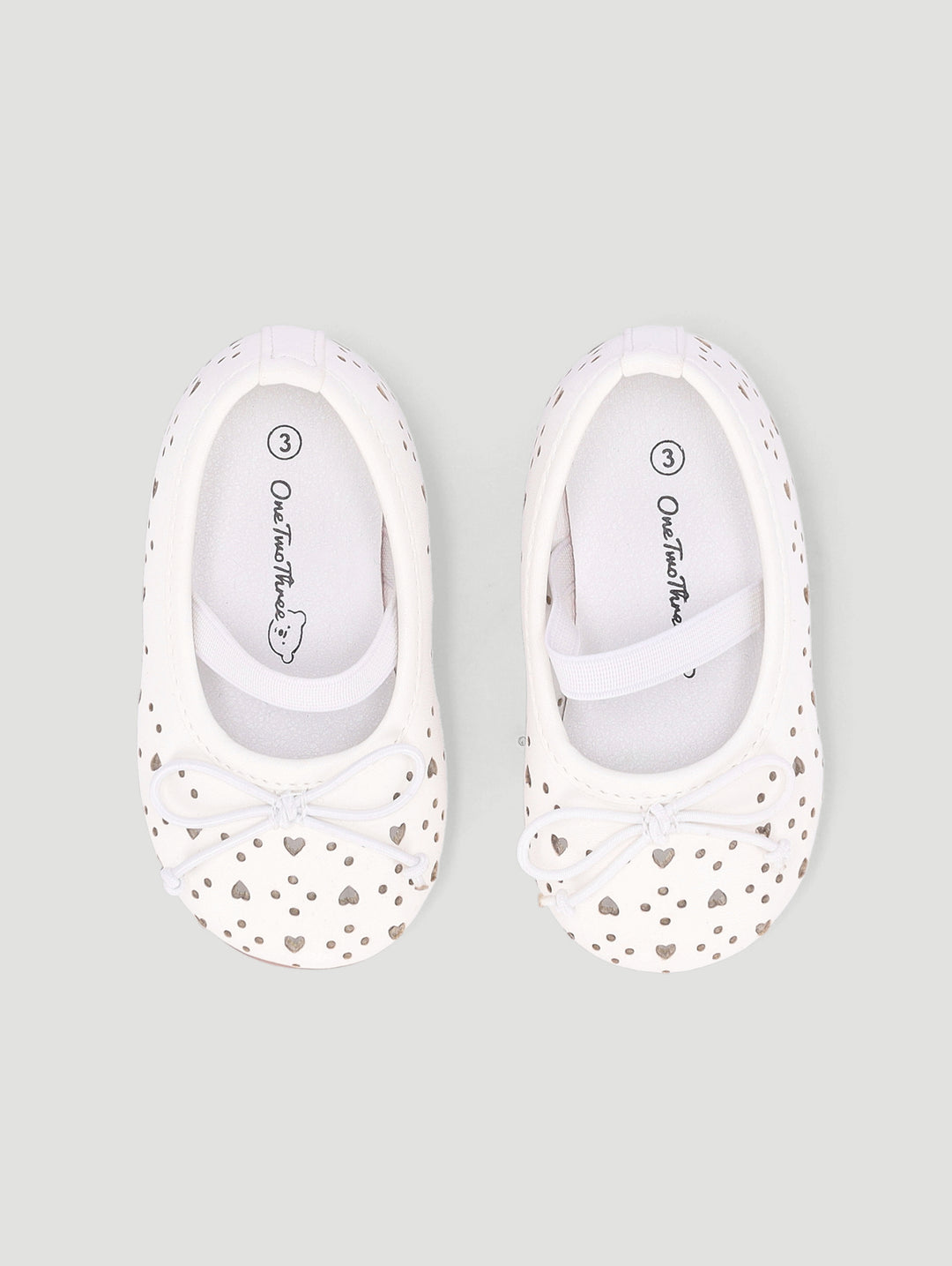 Baby Girls Laser Cut Hearts Pump - White