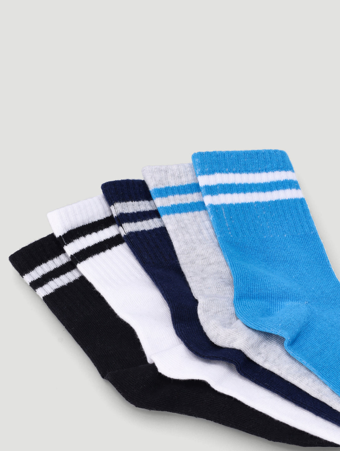 Pre-Boys 5 Pack Plain Stripe Anklet Socks - Multi