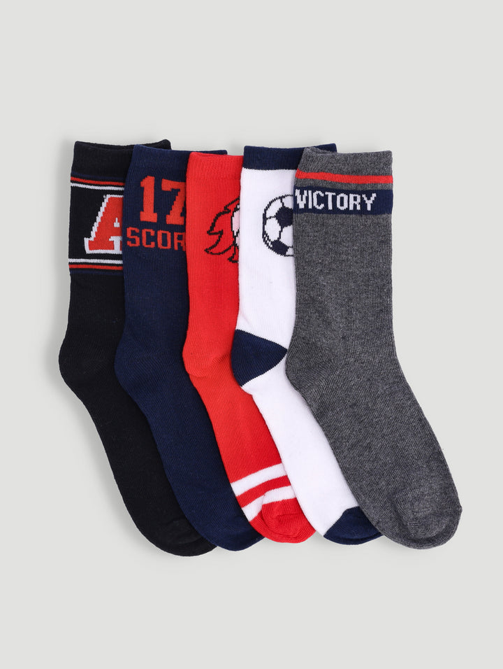 Pre-Boys 5 Pack Football Anklet Socks - Red