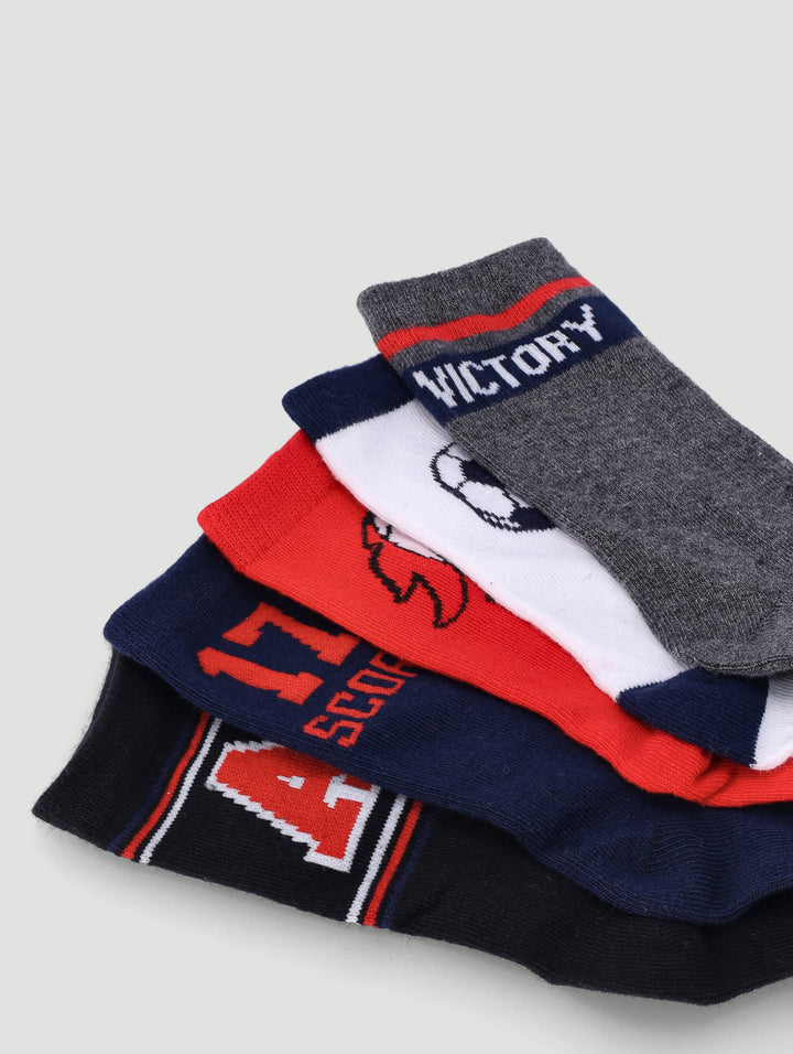 Pre-Boys 5 Pack Football Anklet Socks - Red