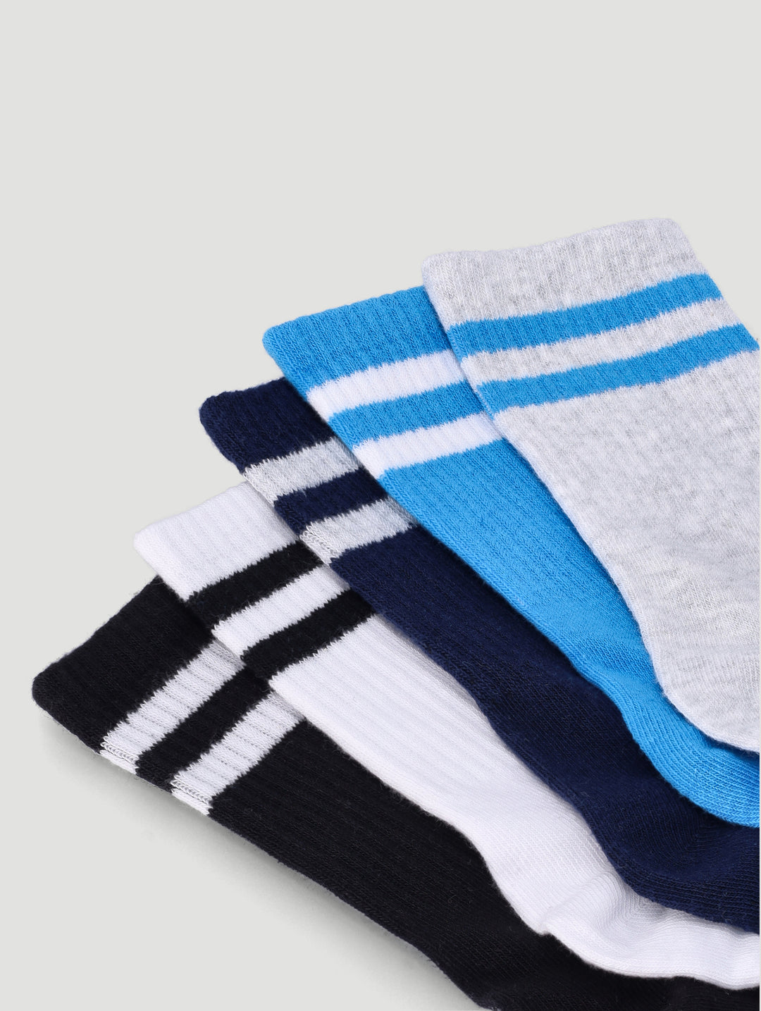 Boys 5 Pack Plain Stripe Anklet Socks - Multi