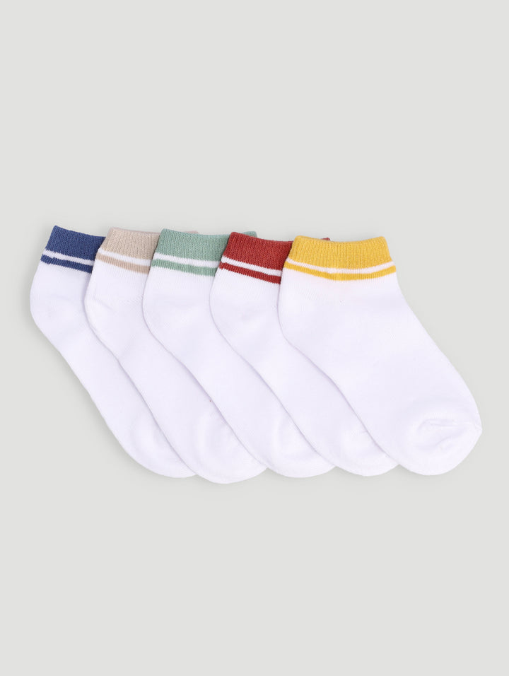 Pre-Boys 5 Pack Plain Low Cut Socks - Multi
