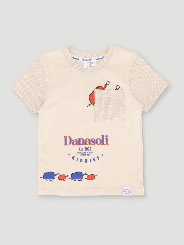 Pre-Boys Waffle & Print Tee - Stone