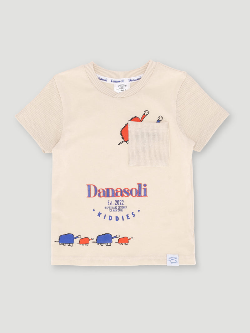 Pre-Boys Waffle & Print Tee - Stone