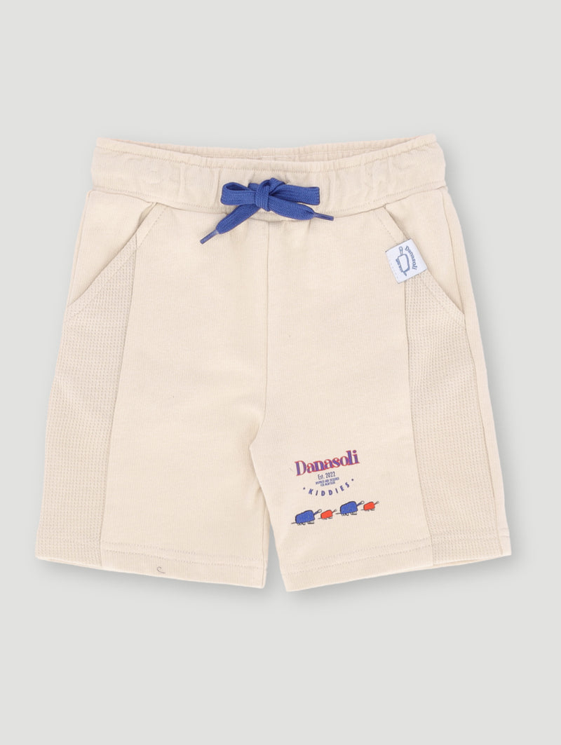 Pre-Boys Waffle & Print Shorts - Stone
