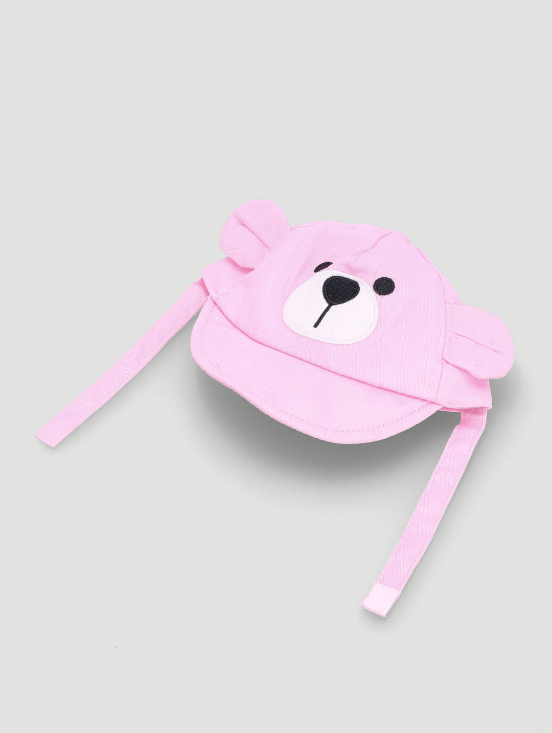 Baby Girls Peak Embroidered Bear Hat  - Pink