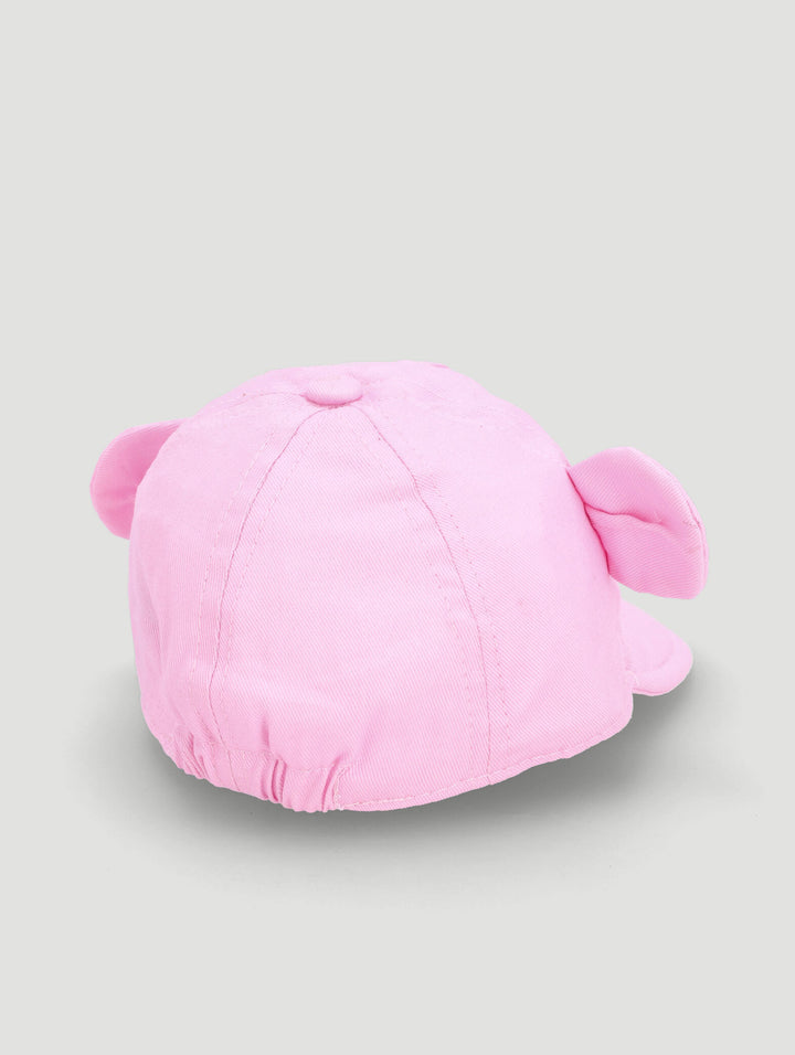 Baby Girls Peak Embroidered Bear Hat  - Pink