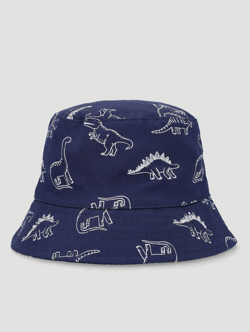 Baby Boys Dino Print Bucket Hat - Navy
