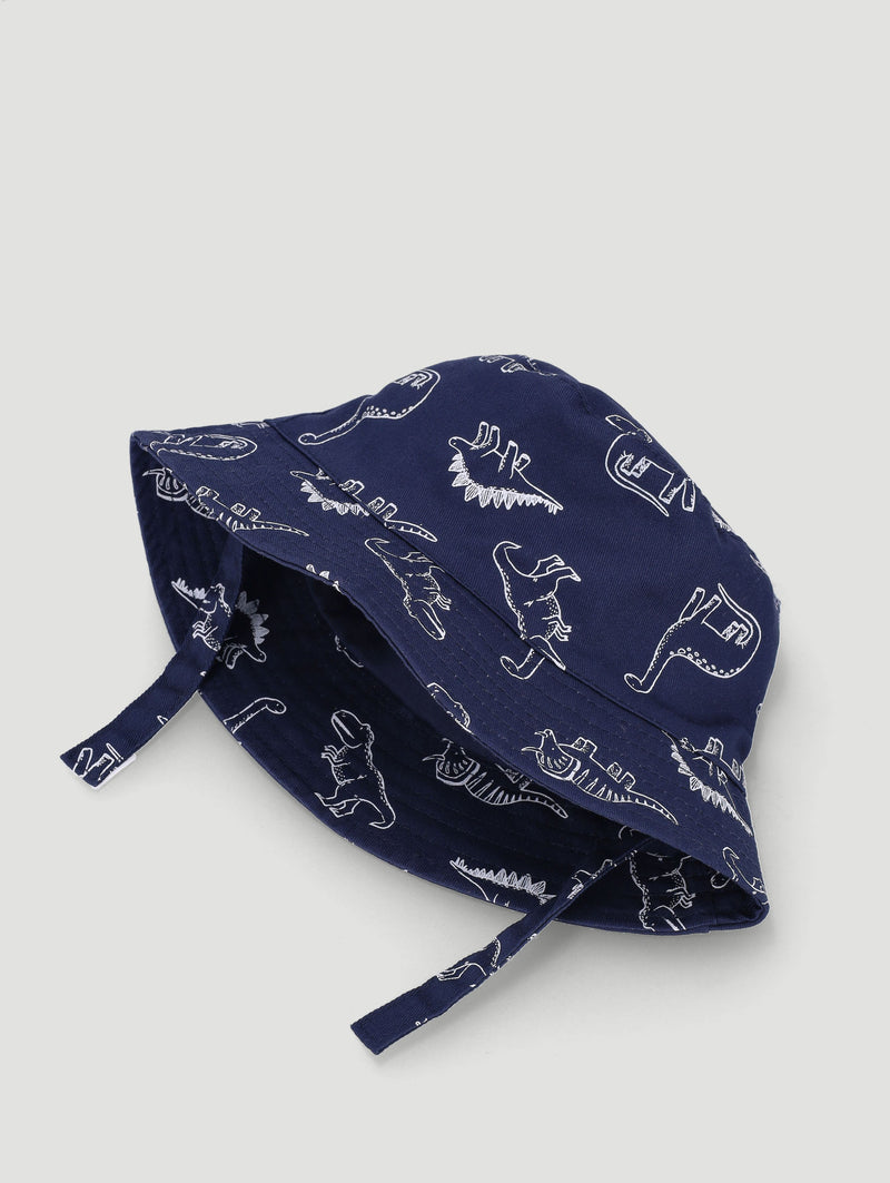 Baby Boys Dino Print Bucket Hat - Navy