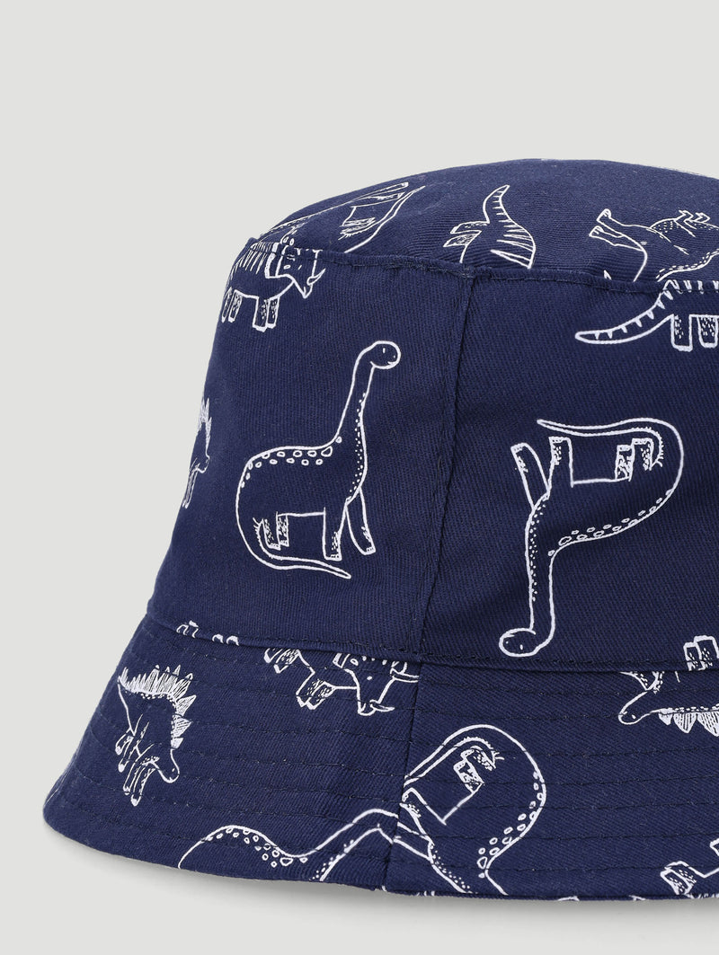 Baby Boys Dino Print Bucket Hat - Navy