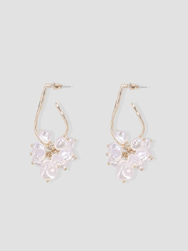 Multi Bead Statement Earrings - Gold