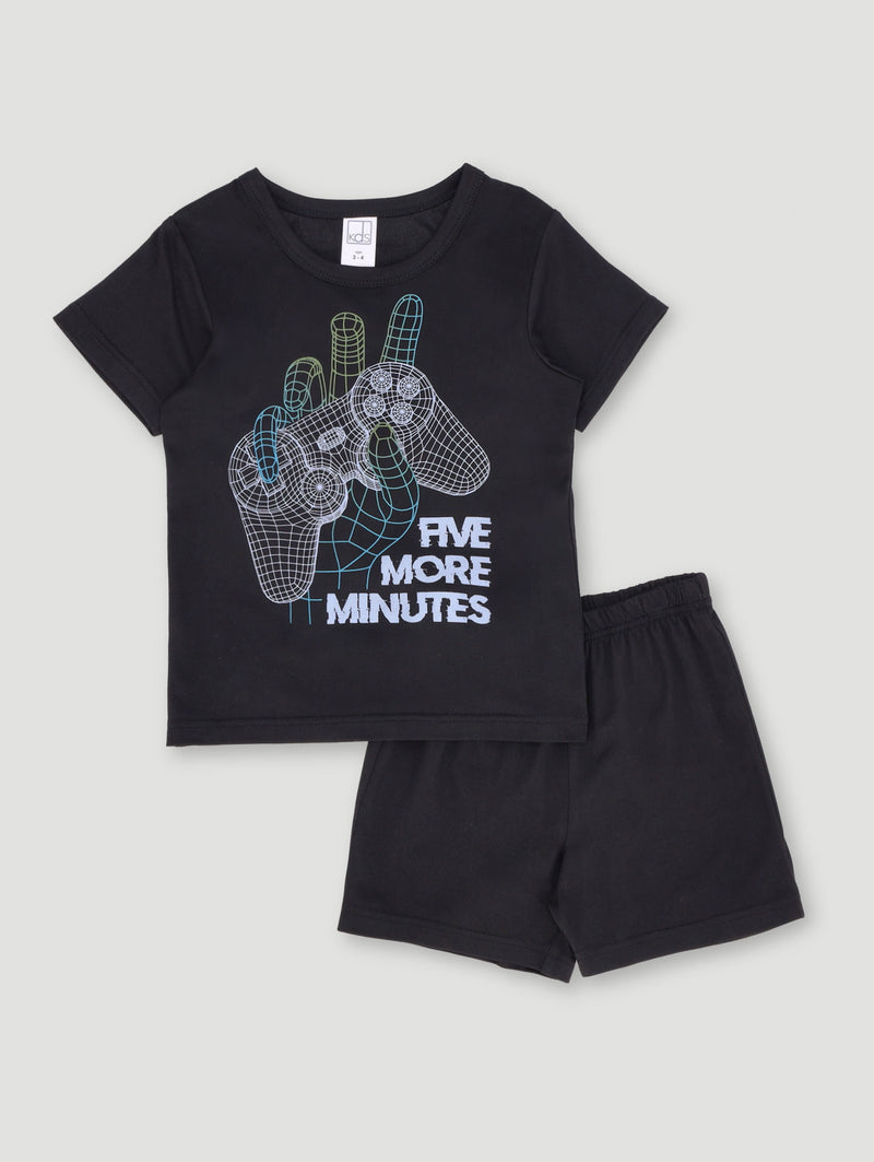 Pre-Boys Gamer Short Sleep Set  - Black