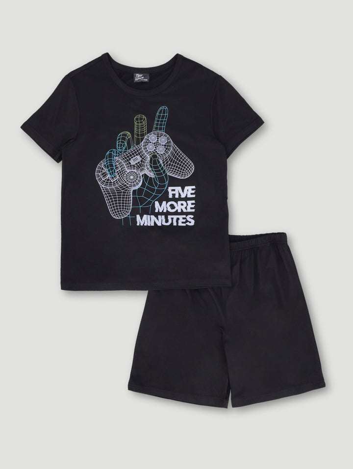 Boys Gamer Short Sleep Set  - Black