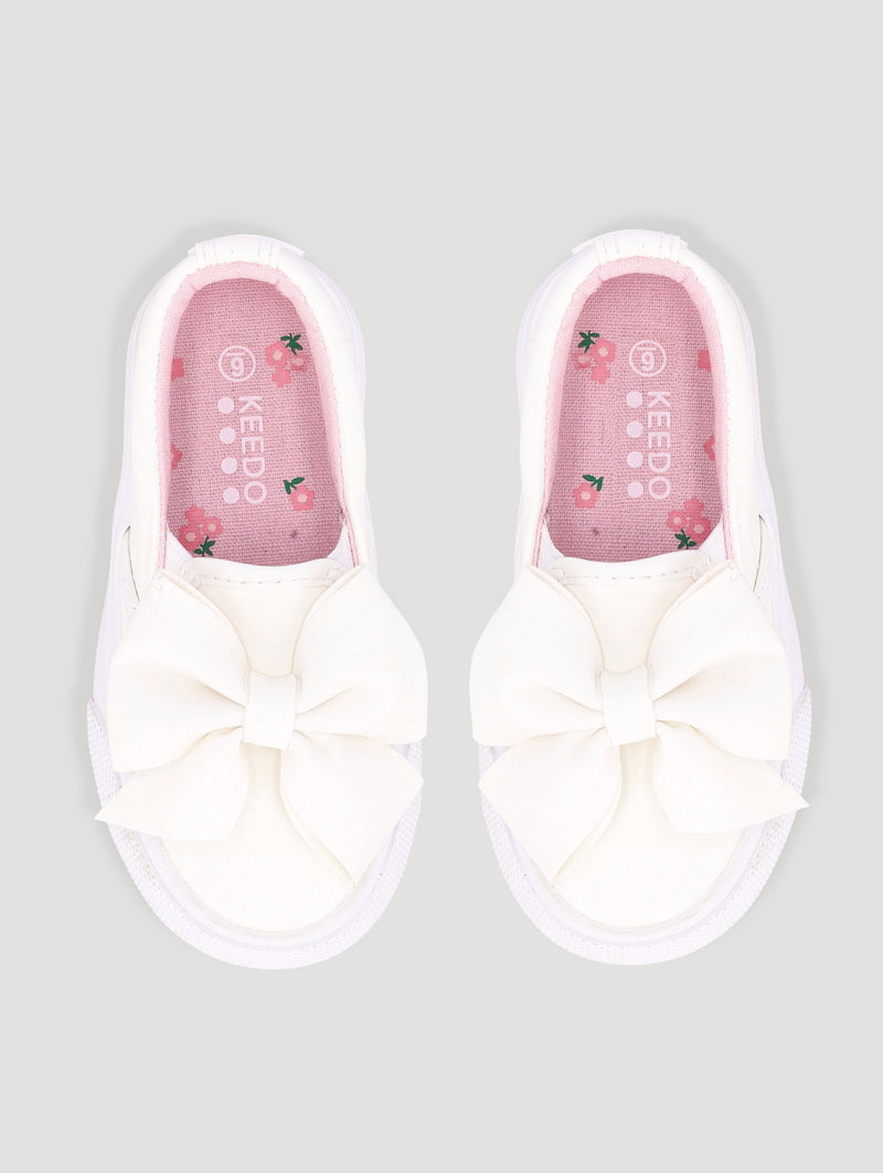Keedo Girls Bow Slip-On Sneaker - White