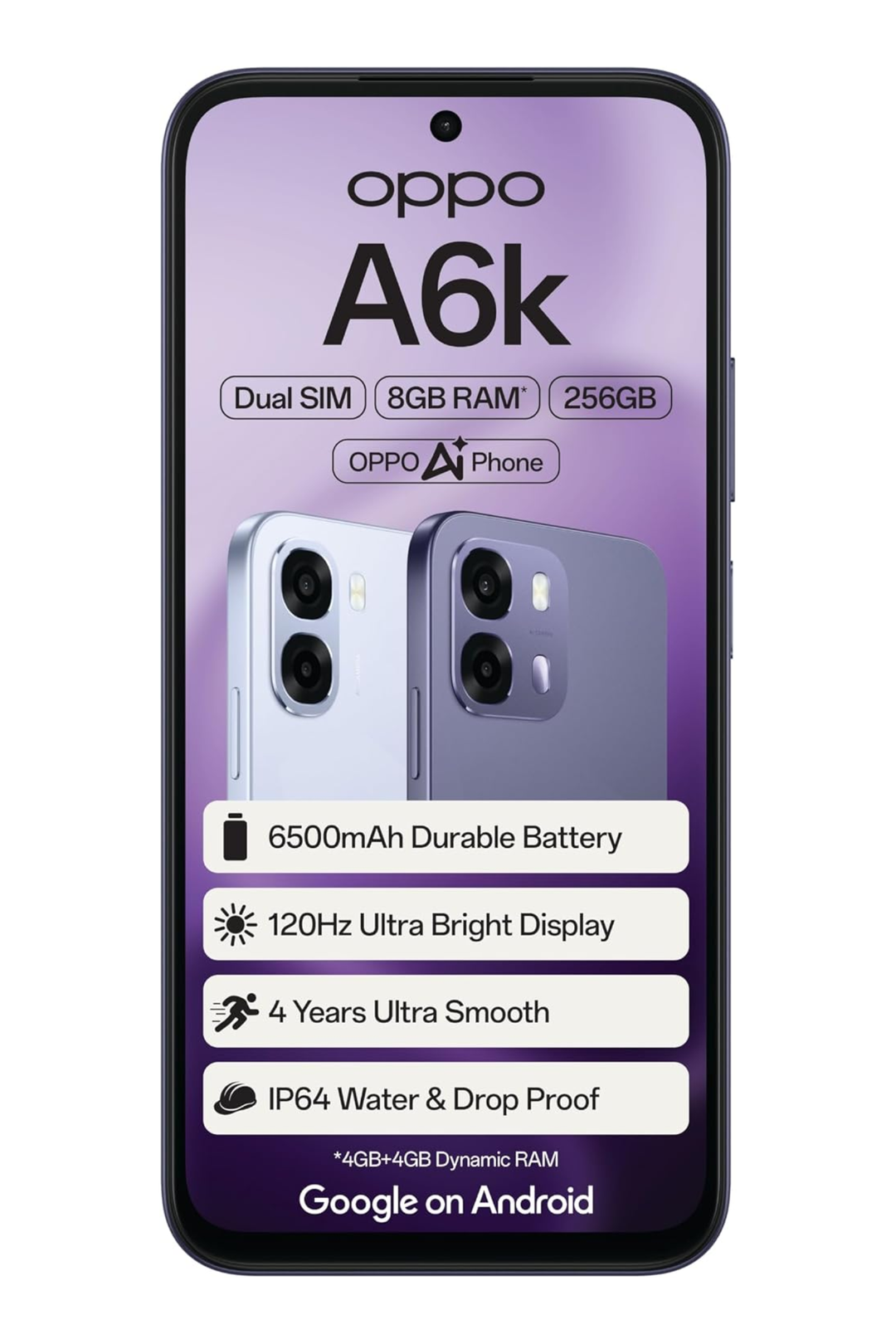 A6K 4+256 GB Dual Sim Cellphone Bundle - Blue
